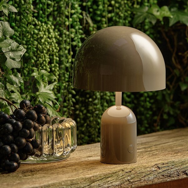 Tom Dixon акумулаторна настолна лампа BELL PORTABLE, сиво-кафяво, 28 cm IP44, Затъмняване, Сив, Дневна/трапезария, Пластмаса, Дизайн