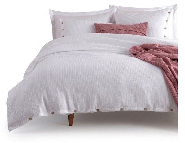 Бяло единично спално бельо от памук Renforcé 140x200 cm Como Striped – Mila Home Luxury