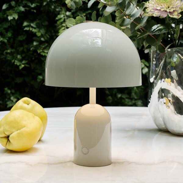 Tom Dixon акумулаторна настолна лампа BELL PORTABLE, светлосива 28 cm IP44, Затъмняване, Сив, Дневна/трапезария, Пластмаса, Дизайн