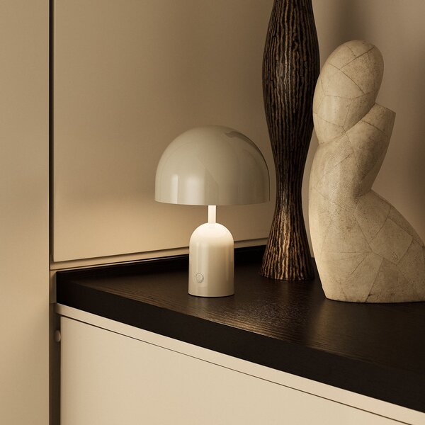 Tom Dixon акумулаторна настолна лампа BELL PORTABLE, светлосива 28 cm IP44, Затъмняване, Сив, Дневна/трапезария, Пластмаса, Дизайн
