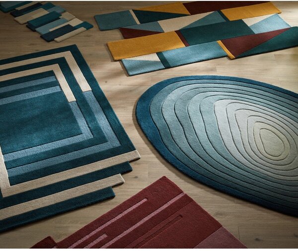 Син вълнен килим 200x290 cm Puddle Ombre Wool – Flair Rugs