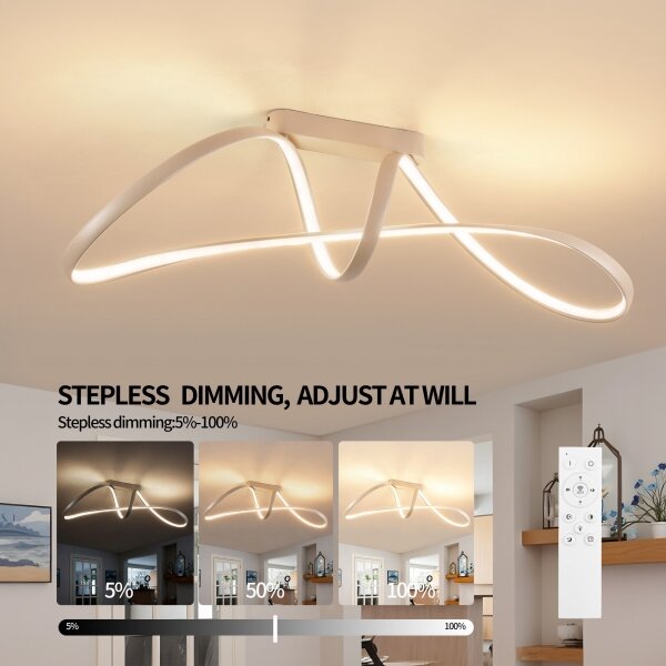 Brilagi-LED Димируем таванен плафон TWISTER LED/60W/230V 3000-6000K бежов+ДУ