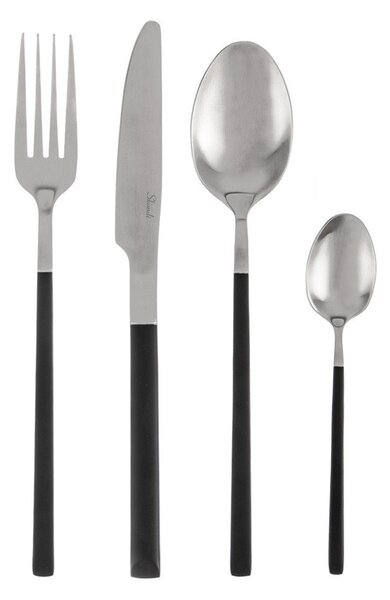Черен/в сребрист цвят прибори за хранене от неръждаема стомана 24 бр. Skandi – Orion