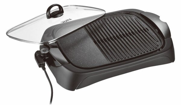 Електрическа скара Oliver Voltz OV51015BM, 2000W, Оребрена и гладка зона, Мраморно покритие, Черен