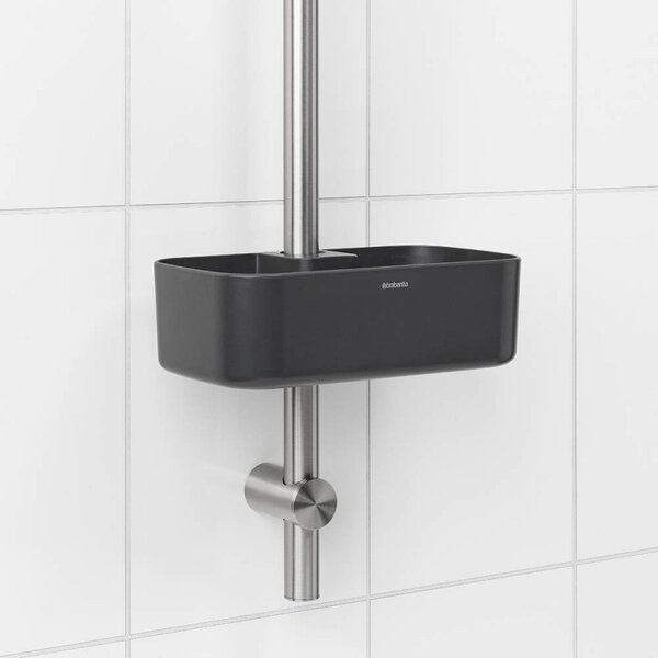 Органайзер за душ Brabantia ReNew 1004186, 7.5х13.3х24.4 см, Дъно с отвори за вода, Устойчивост на корозия, Тъмносив