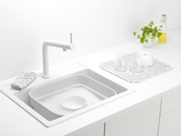 Купа за миене и отцеждане Brabantia 1003316, 16.1 х 37.4 х 34.4 см, Безопасна за съдове с незалепващо покритие, Светлосив