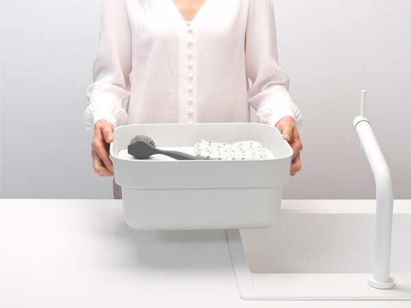 Купа за миене и отцеждане Brabantia 1003316, 16.1 х 37.4 х 34.4 см, Безопасна за съдове с незалепващо покритие, Светлосив