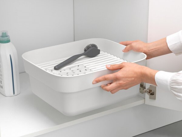 Купа за миене и отцеждане Brabantia 1003316, 16.1 х 37.4 х 34.4 см, Безопасна за съдове с незалепващо покритие, Светлосив
