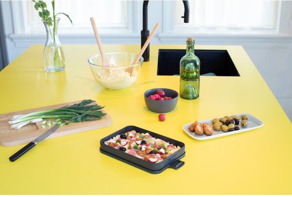 Кутия за храна Brabantia Make&Take 1006284, 1.1 л, До 2 сандвича, Без BPA, Плоска, Тъмносив