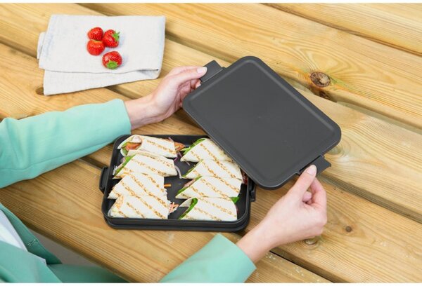 Кутия за храна Brabantia Make&Take 1006284, 1.1 л, До 2 сандвича, Без BPA, Плоска, Тъмносив
