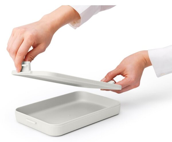 Кутия за храна Brabantia Make&Take 1006286, 1.1 л, До 2 сандвича, Без BPA, Плоска, Сив