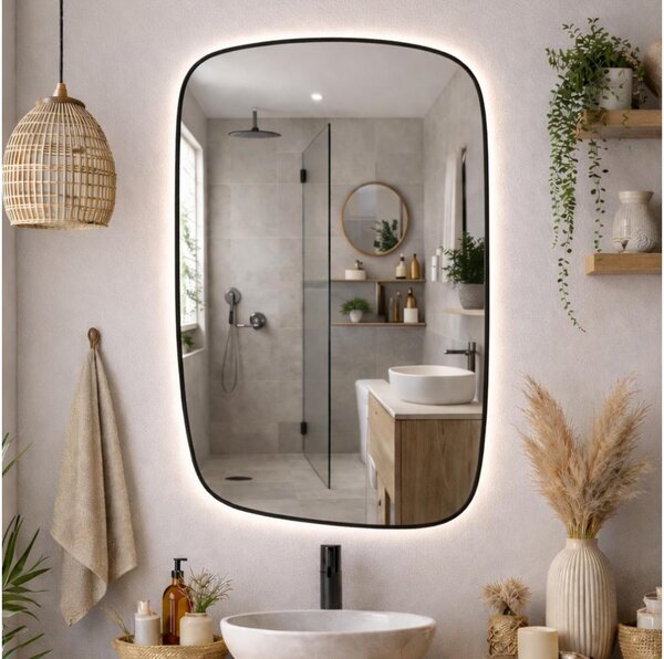 Baltica Design-LED Огледало с подсветка STONE CALM 15W/230V 4500K 90x60 cm IP65 черно