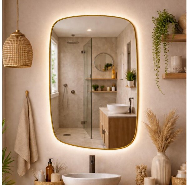 Baltica Design-LED Огледало с вградена подсветка STONE CALM 15W/230V 4500K 90x60 cm IP65 златно