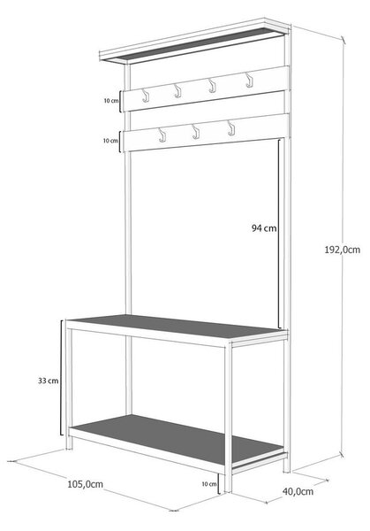 Комплект за коридор в черен/естествен цвят от бор Girne - Kalune Design