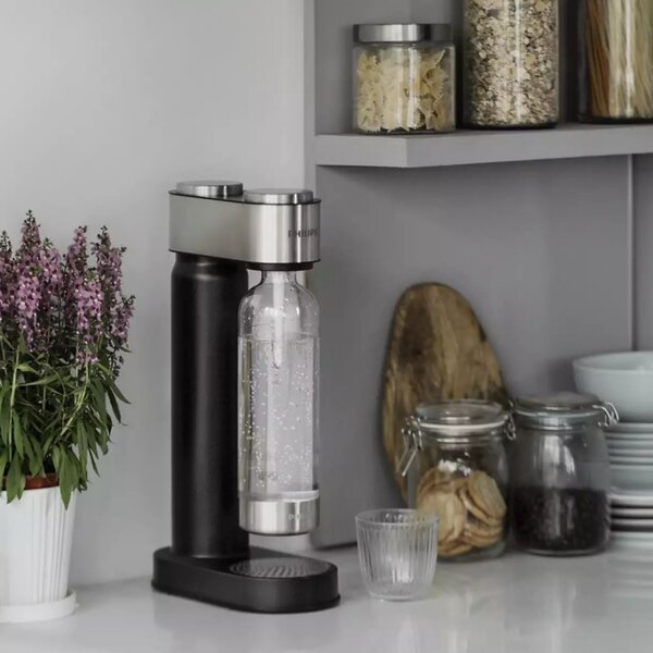 Машина за сода Philips GoZero ADD4902BK/10, 1 л, Регулиране на газировката, Предпазен клапан, Стоманен корпус, Ръчна, Черен