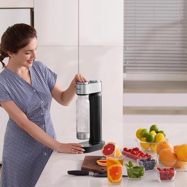 Машина за сода Philips GoZero ADD4902BK/10, 1 л, Регулиране на газировката, Предпазен клапан, Стоманен корпус, Ръчна, Черен