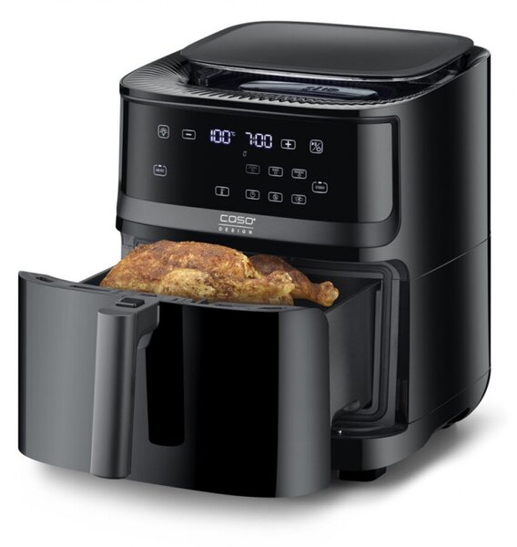 Фритюрник с горещ въздух и пара Caso AirFry & Steam 700, 1700W, 7 л, 10 програми, 60-200°C, Таймер, Прозорец, Напомняне, Черен
