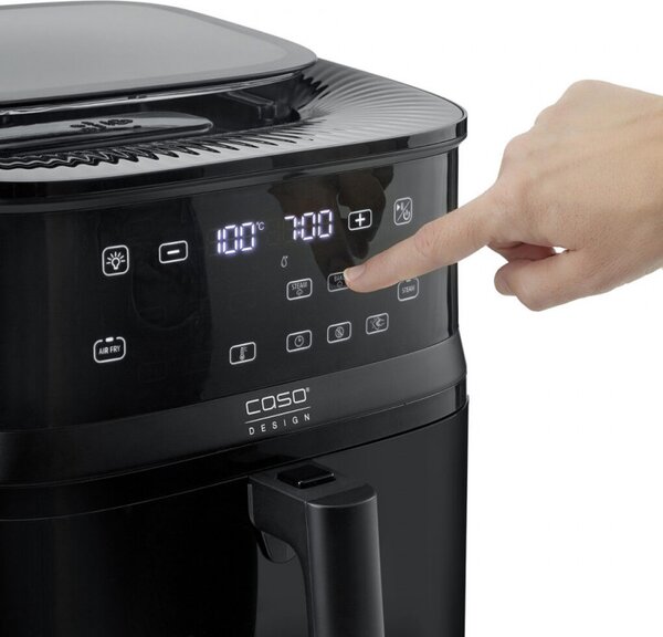 Фритюрник с горещ въздух и пара Caso AirFry & Steam 700, 1700W, 7 л, 10 програми, 60-200°C, Таймер, Прозорец, Напомняне, Черен