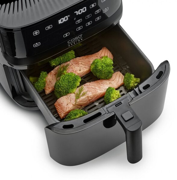Фритюрник с горещ въздух и пара Caso AirFry & Steam 700, 1700W, 7 л, 10 програми, 60-200°C, Таймер, Прозорец, Напомняне, Черен