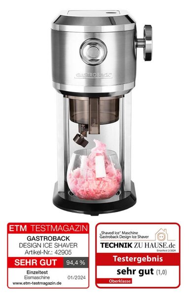 Машина за ледени десерти Gastroback Slushy & Ice Cream, 35W, 200 мл, Фино/грубо, 4 форми, Инокс