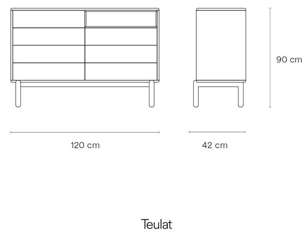 Тъмно сив нисък скрин 120x90 cm Corvo - Teulat