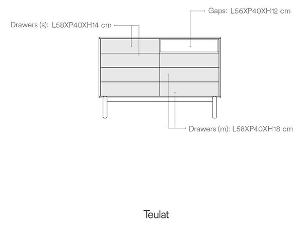 Тъмно сив нисък скрин 120x90 cm Corvo - Teulat