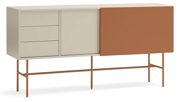 Нисък скрин с плъзгащи се врати в светлосиво-тухлено 180x91 cm Nube - Teulat