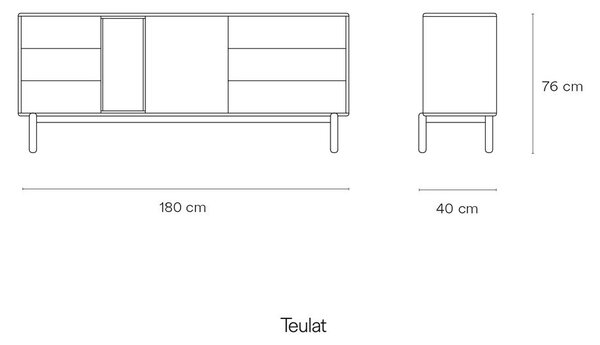 Тъмно сив нисък скрин 180x76 cm Corvo - Teulat