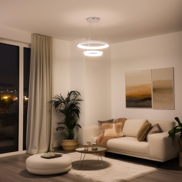 Brilagi - LED полилей на кабел с възможност за димиране FALCON SLIM LED/68W/230V, Ø 50 см, бял + дистанционно управление
