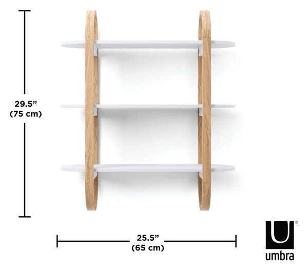 Бял естествен двуетажен рафт в декор от екзотично дърво Bellwood - Umbra