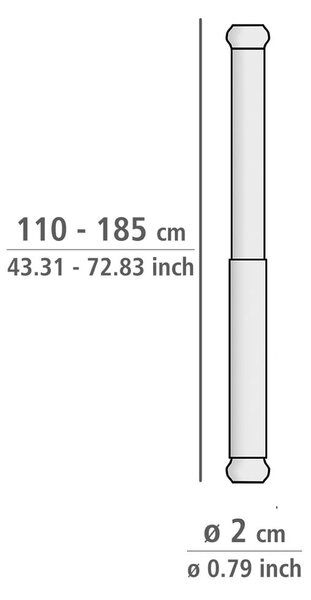 Телескопичен прът в сребристо за завеса за душ , дължина 110 - 185 см - Wenko