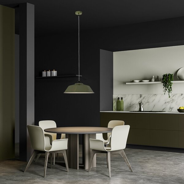 Mexlite Висяща лампа Nove, зелена, отвътре бяла, метална, E27, Затъмняване, Зелен, Кухня, Метал
