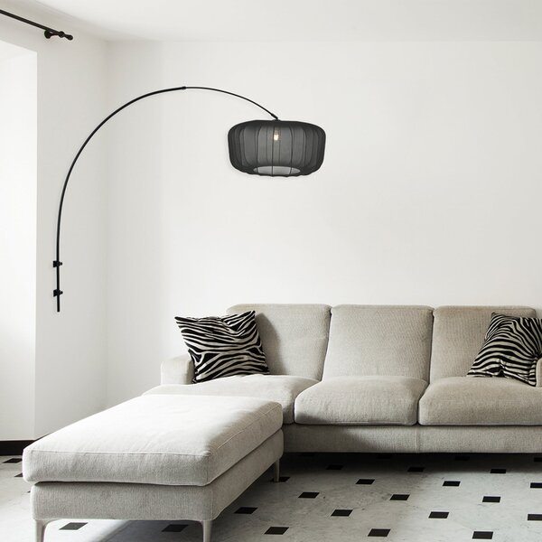 Steinhauer Стенна лампа Sparkled Light 4410ZW, черна/черен найлон, E27, Черен, Дневна/трапезария, Метал, Модерен