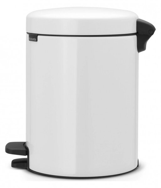 Кош за боклук с педал Brabantia NewIcon 649004, 5 л, Леко затваряне, Противоплъзгаща основа, Бял