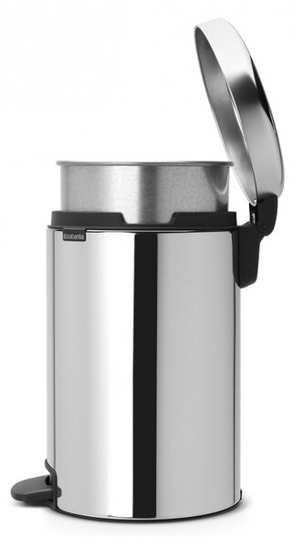 Кош за боклук с педал Brabantia NewIcon 649033, 12 л, Плавно затваряне, Противоплъзгаща основа, Метална вътрешна кофа, Инокс