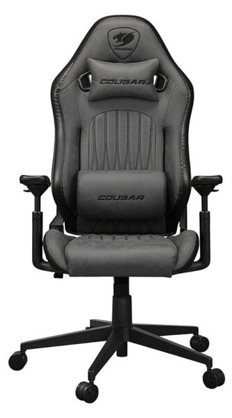 Геймърски стол Cougar Gaming Explore Royal Gray F, до 120kg, PVC кожа, заключване в позиция, 3D регулируеми подлакътници, тъмносив