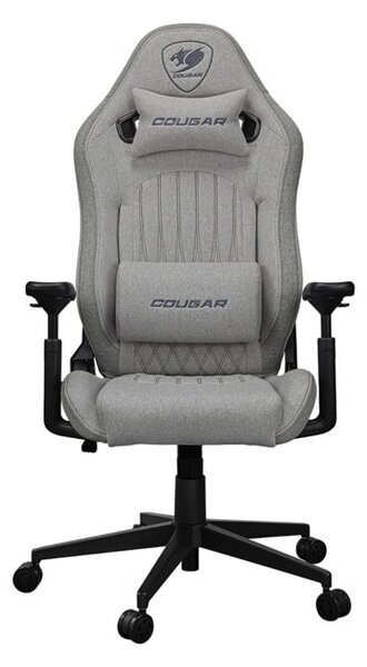 Геймърски стол Cougar Gaming Explore Royal Ash F, до 120kg, PVC кожа, заключване в позиция, 3D регулируеми подлакътници, сив