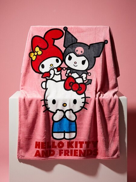 Sinsay - Одеяло с принт Hello Kitty - пастелнорозово