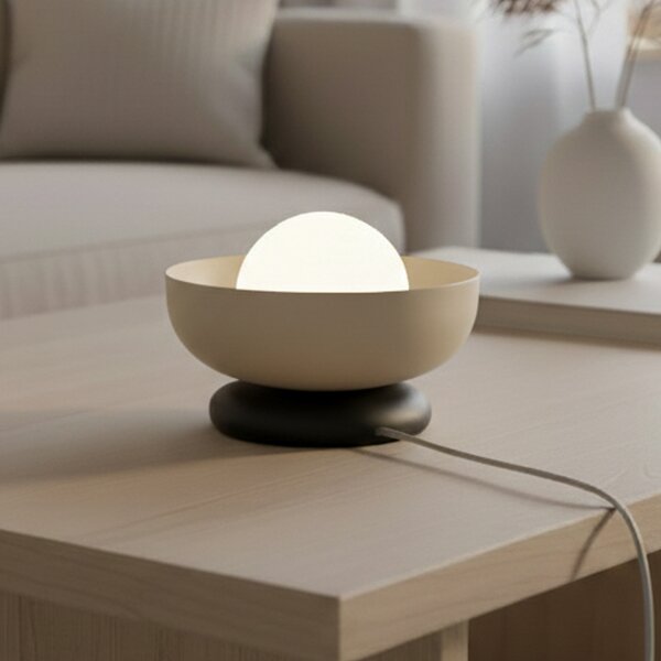 EMIBIG LIGHTING Настолна лампа Ozzy LN1, бежова, стомана/стъкло, височина 13 cm, G9, Бежов, Дневна/трапезария, Метал, Модерен