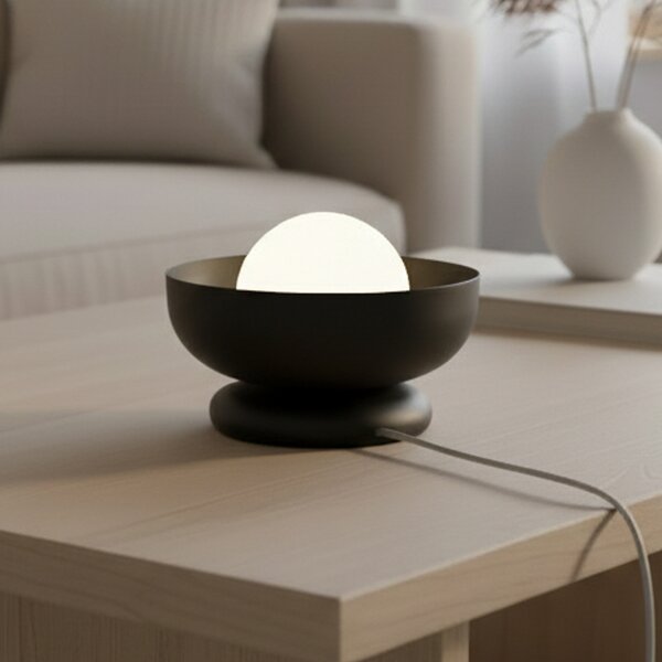 EMIBIG LIGHTING Настолна лампа Ozzy LN1, черна, стомана/стъкло, височина 13 cm, G9, Черен, Дневна/трапезария, Метал, Модерен