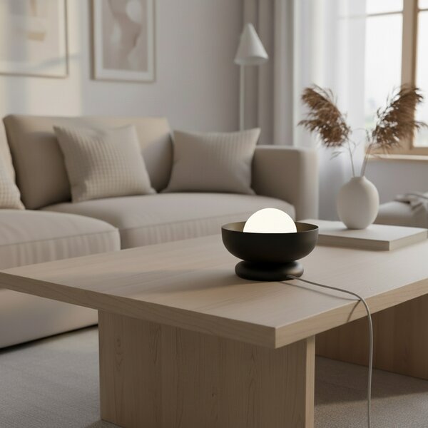 EMIBIG LIGHTING Настолна лампа Ozzy LN1, черна, стомана/стъкло, височина 13 cm, G9, Черен, Дневна/трапезария, Метал, Модерен