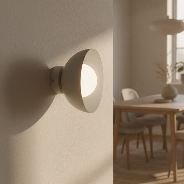 EMIBIG LIGHTING Стена лампа Bibi K1, бежова, стомана/стъкло, Ø 18 cm, Затъмняване, Бежов, Дневна/трапезария, Метал, Модерен