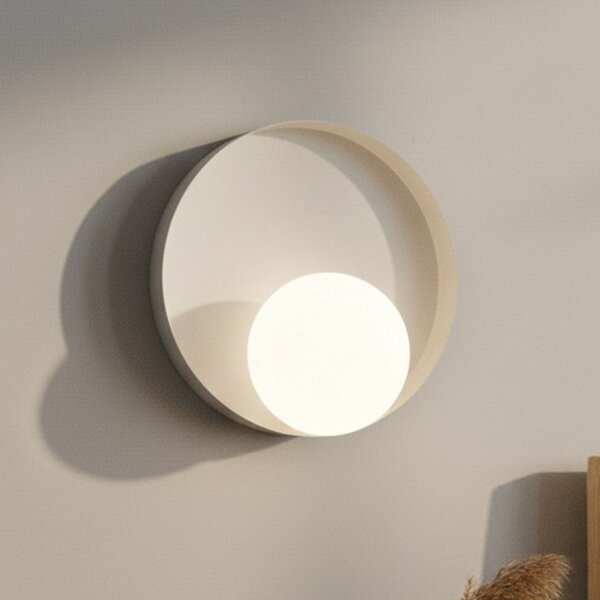 EMIBIG LIGHTING Стена лампа Kido K1, бежова, стомана/стъкло, Ø 20 cm, Затъмняване, Бежов, Дневна/трапезария, Метал, Модерен
