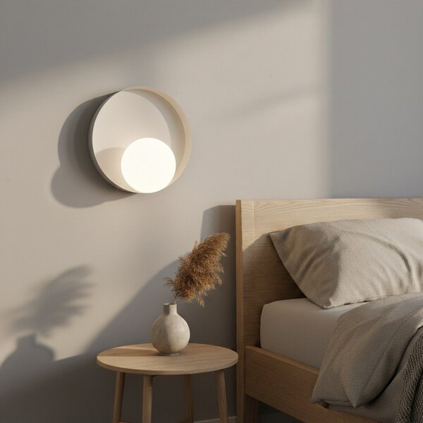 EMIBIG LIGHTING Стена лампа Kido K1, бежова, стомана/стъкло, Ø 20 cm, Затъмняване, Бежов, Дневна/трапезария, Метал, Модерен