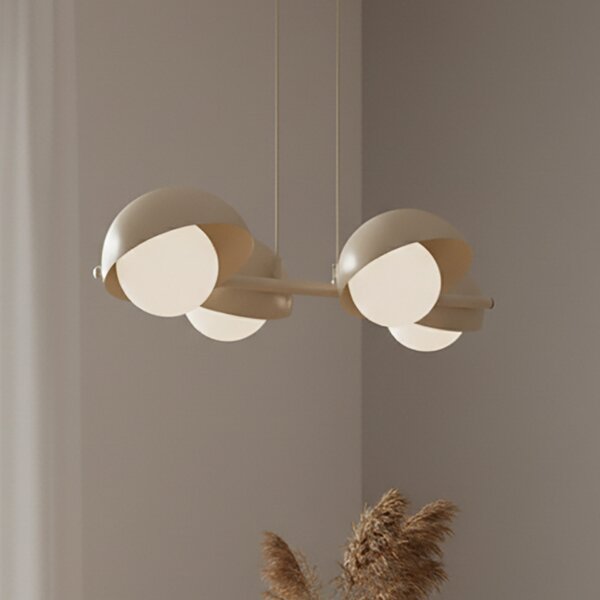 EMIBIG LIGHTING Висяща лампа Boom 4, бежова, стъкло/стомана, дължина 60 cm, Затъмняване, Бежов, Дневна/трапезария, Метал, Модерен