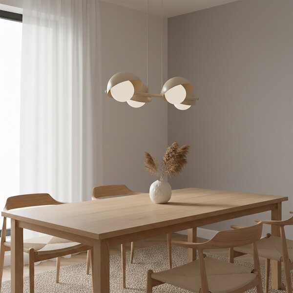 EMIBIG LIGHTING Висяща лампа Boom 4, бежова, стъкло/стомана, дължина 60 cm, Затъмняване, Бежов, Дневна/трапезария, Метал, Модерен