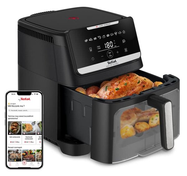 Фритюрник с горещ въздух Tefal EY8468E0, 7 л. вместимост, 10 програми, Silent Technology, смарт Управление, 1800W