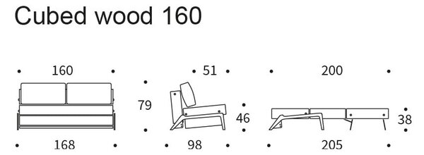 Пясъчно сив разтегателен диван, 96 x 167 cm Innovation Cubed Wood Linen Sand Grey