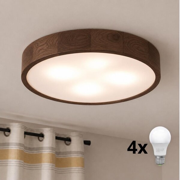 Brilagi - LED таванно осветително тяло CARVALHO 4xE27/60W/230V дъб/орех диаметър 57,5 cm