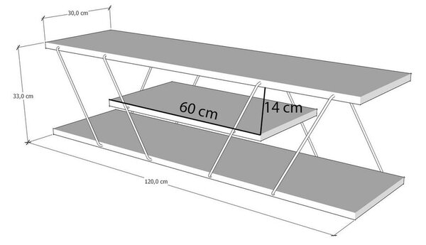 Маса за телевизор от декор от орех в естествен цвят 120x33 cm Canaz – Kalune Design